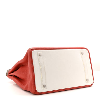 Hermes Taurillon Clemence Eclat Birkin 35 Sanguine White 4 of 11