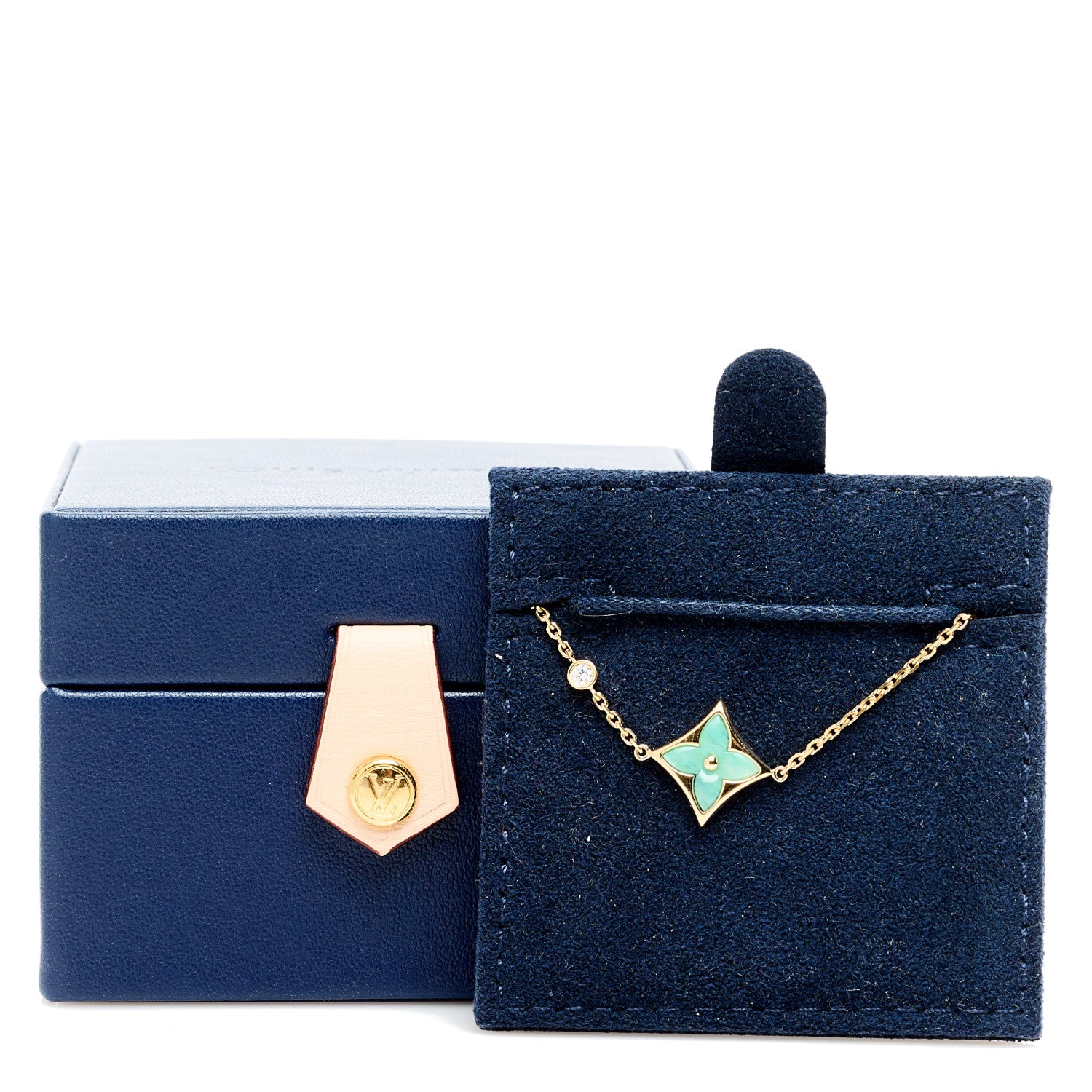 Louis Vuitton 18K Yellow Gold Diamond Amazonite Color Blossom BB Star Bracelet 4 of 4