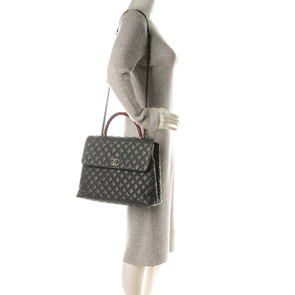 Chanel Caviar Lizard Quilted Large Coco Handle Flap Grey 2 of 9