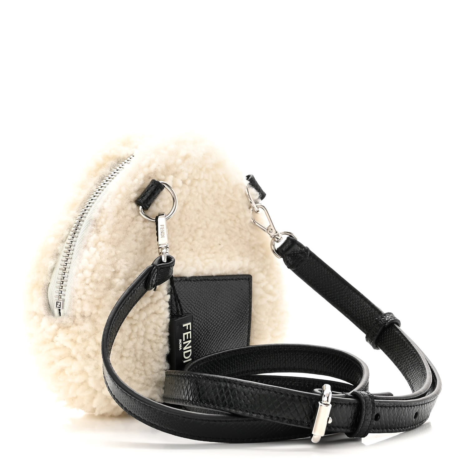 Fendi Sheepskin Karung Miniature Charm White Ice Verde Alga 3 of 13