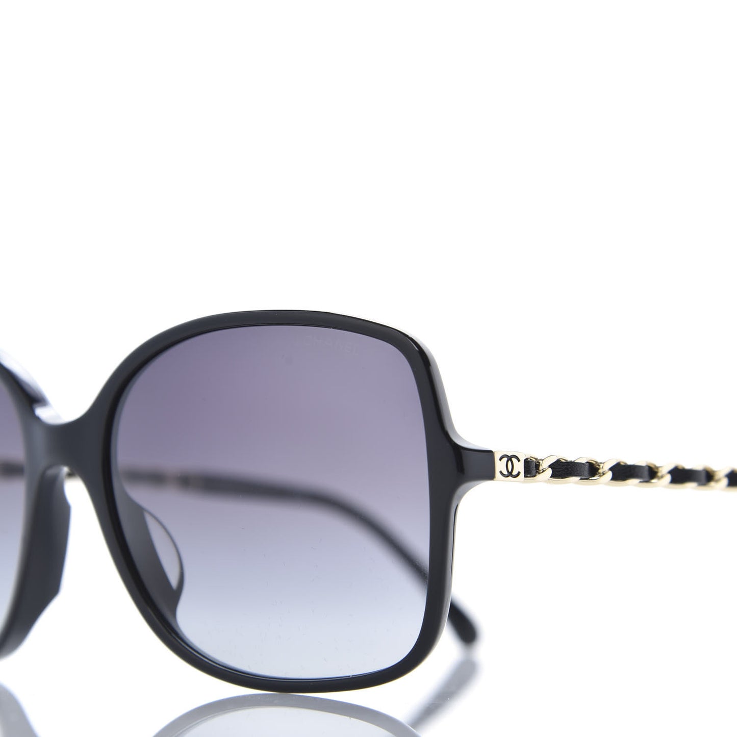 Lambskin Square Chain Sunglasses 5210-Q Black