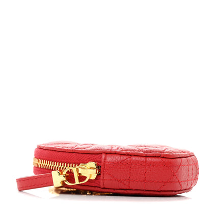 Christian Dior Calfskin Cannage Dioramour Caro Heart Pouch With Chain Red 4 of 11