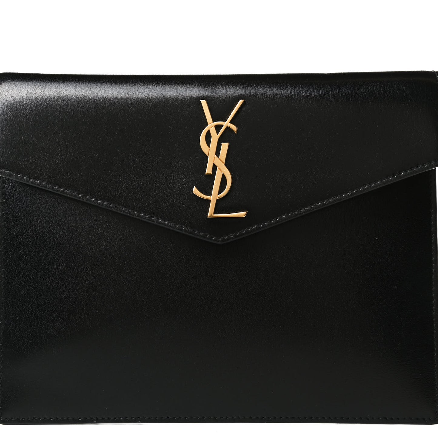 Smooth Shiny Calfskin Monogram Uptown Baby Pouch Black