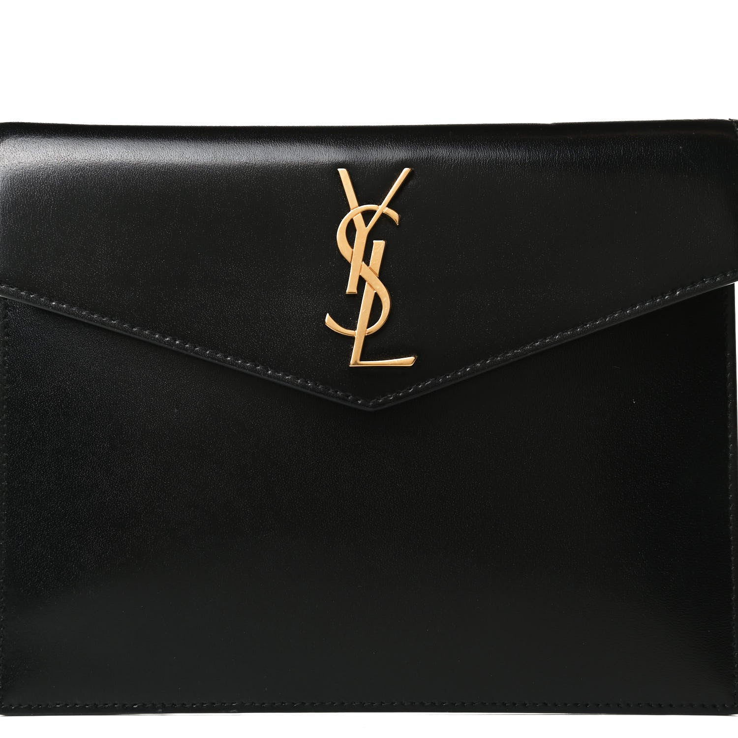 Saint Laurent Smooth Shiny Calfskin Monogram Uptown Baby Pouch Black 6 of 10