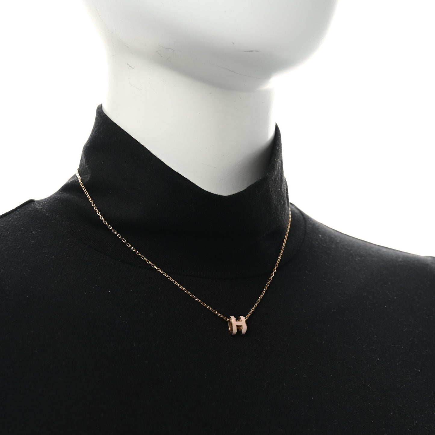 Lacquered Rose Gold Mini Pop H Pendant Necklace Rose Dragee