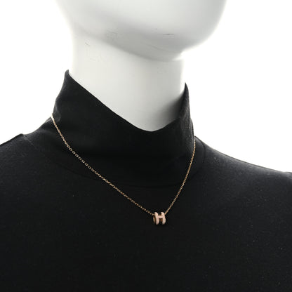 Hermes Lacquered Rose Gold Mini Pop H Pendant Necklace Rose Dragee 2 of 5