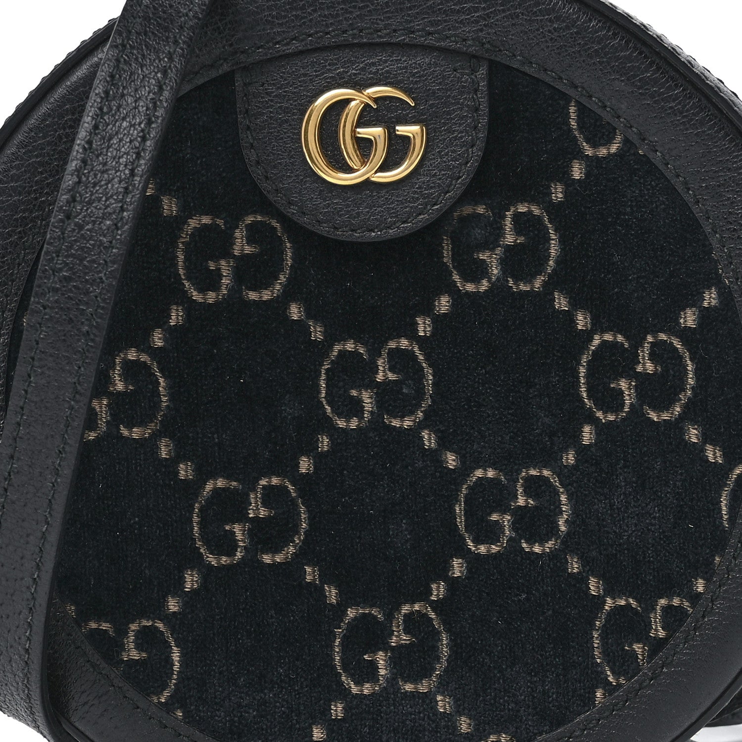 Gucci Velvet Calfskin GG Monogram Round Shoulder Bag Blue Beige 9 of 12