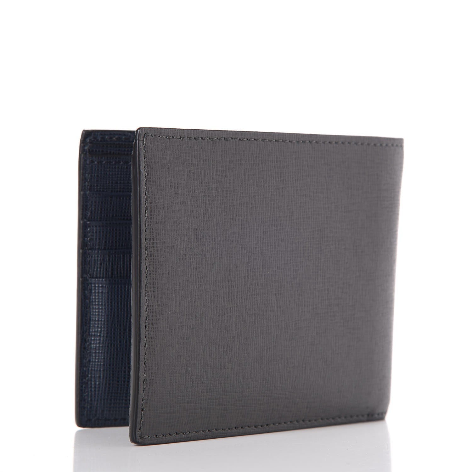 Fendi Vitello Elite Monster Eyes Inlay Bi-Fold Wallet Asfalto Papavero Black 3 of 9