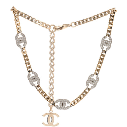 Chanel Crystal Chain CC Choker Gold Silver 2 of 3