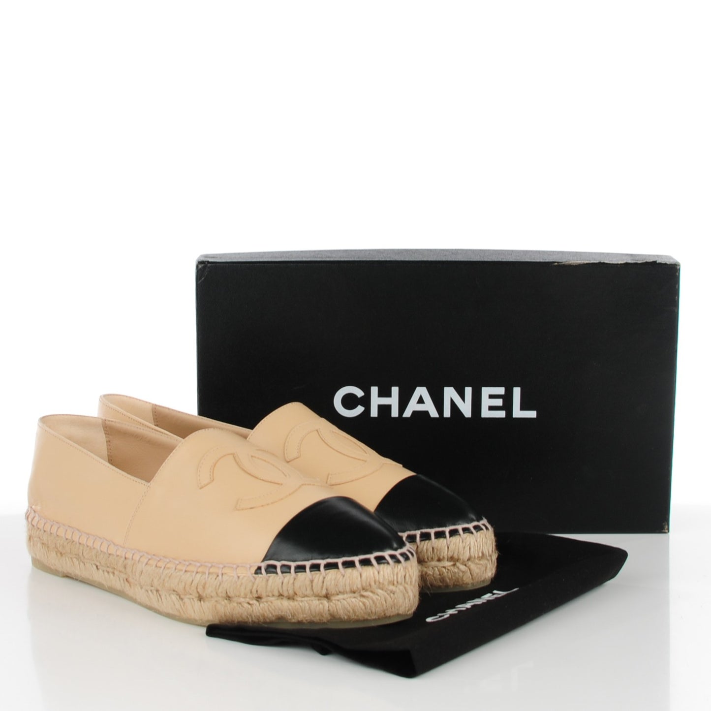 Lambskin CC Espadrilles 40 Beige Black