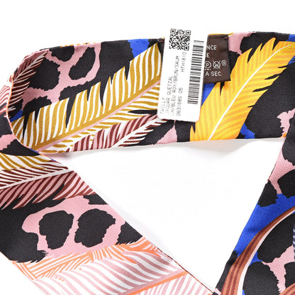 Hermes Silk Jaguar Quetzal Twilly Bleu Roy Brun Saumon 2 of 3