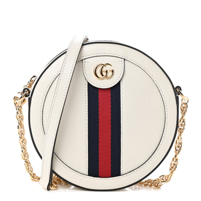 Gucci Textured Calfskin Web Mini Ophidia Round Shoulder Bag Mystic White 1 of 8