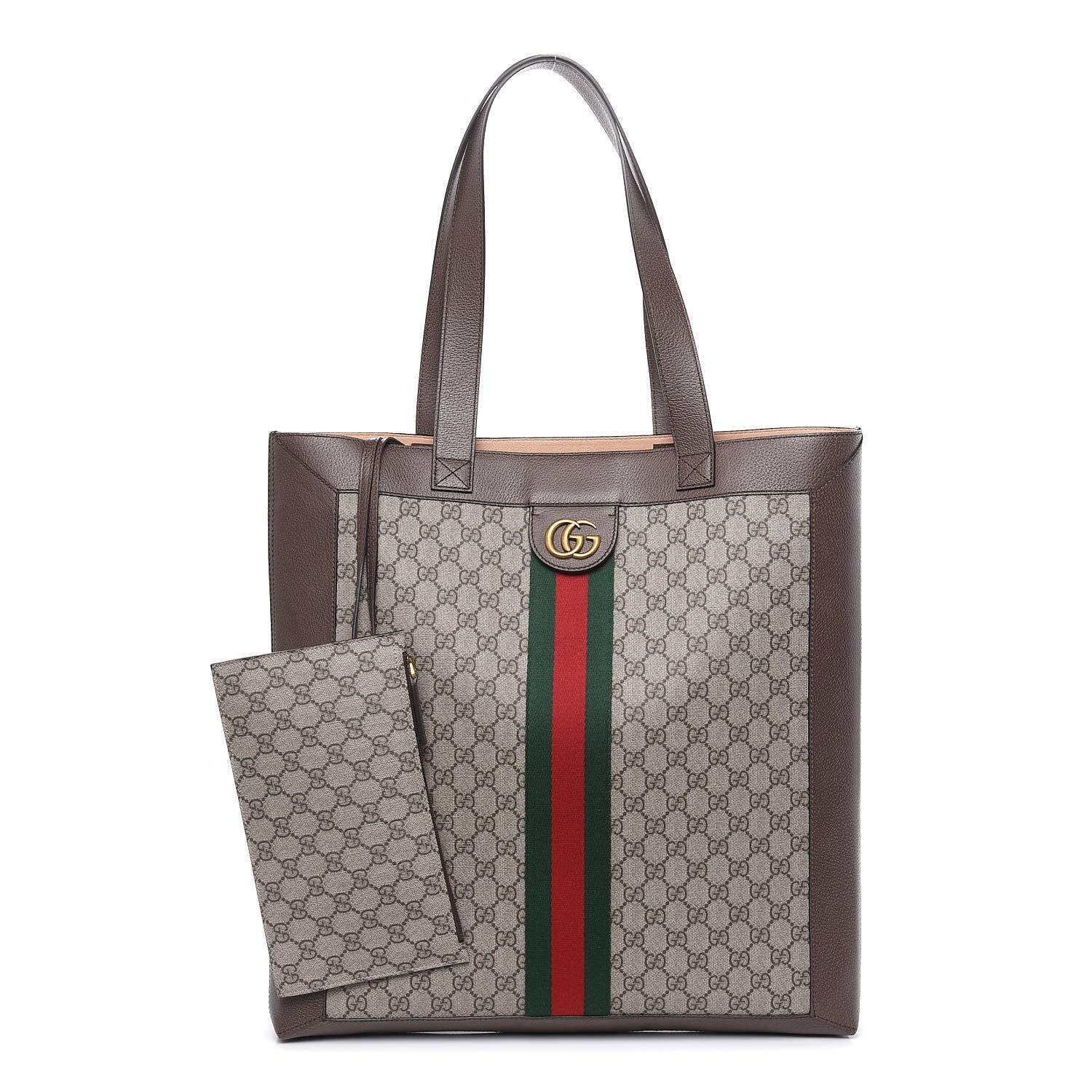 Gucci GG Supreme Monogram Web Large Ophidia Vertical Shopping Tote Brown 1 of 11