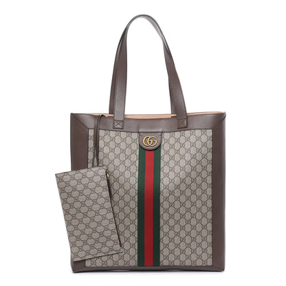 Gucci GG Supreme Monogram Web Large Ophidia Vertical Shopping Tote Brown 1 of 11