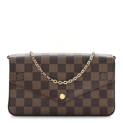 Louis Vuitton Damier Ebene Pochette Felicie Chain Wallet 1 of 11