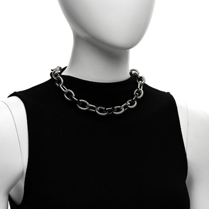 David Yurman Sterling Silver Black Ceramic 18mm Large Oval Link Necklace Black 2 of 4