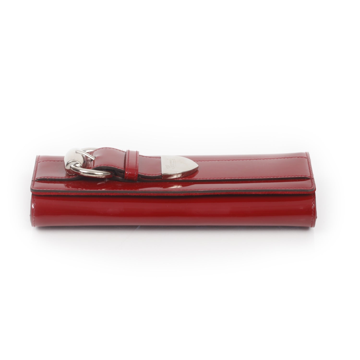 Gucci Patent Leather Buckle Clutch Red 3 of 11