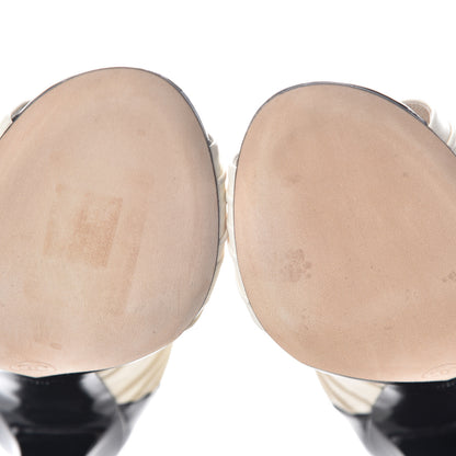 Chanel Lambskin Patent Bows Short Boots 38 Ivory Black 6 of 9