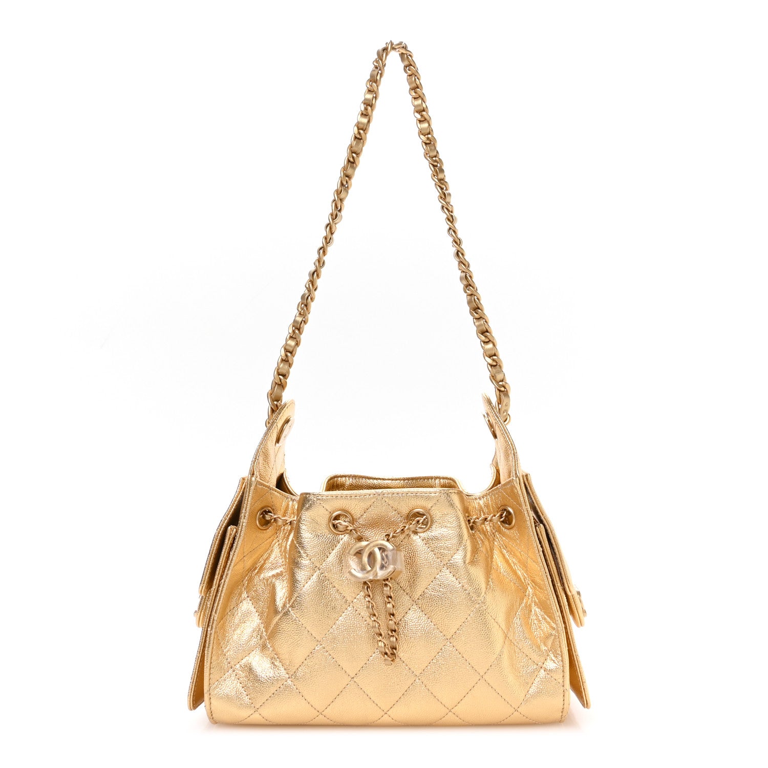 Chanel Metallic Caviar Quilted Mini Chanel 25 Handbag Gold 1 of 11