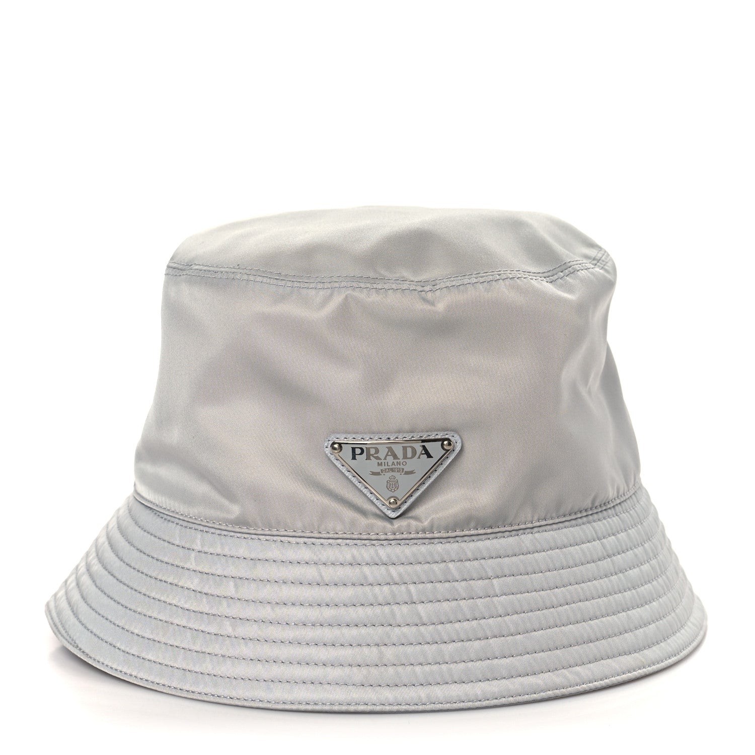 Prada Re-Nylon Metal Triangle Logo Womens Bucket Hat M Fiordaliso 2 of 7