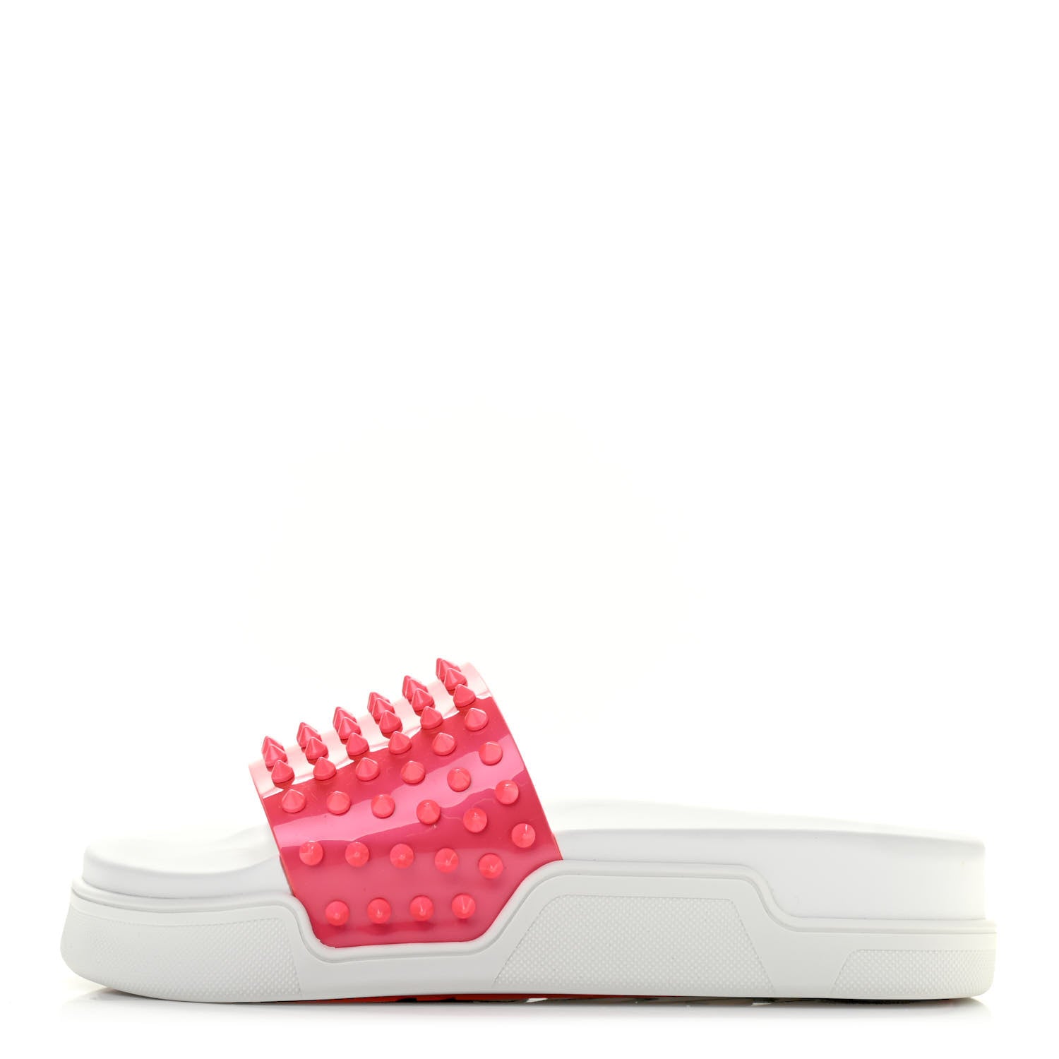 Christian Louboutin Calfskin Donna Studded Pool Fun Platform Flat Slide Sandals 39 Floride 1 of 9