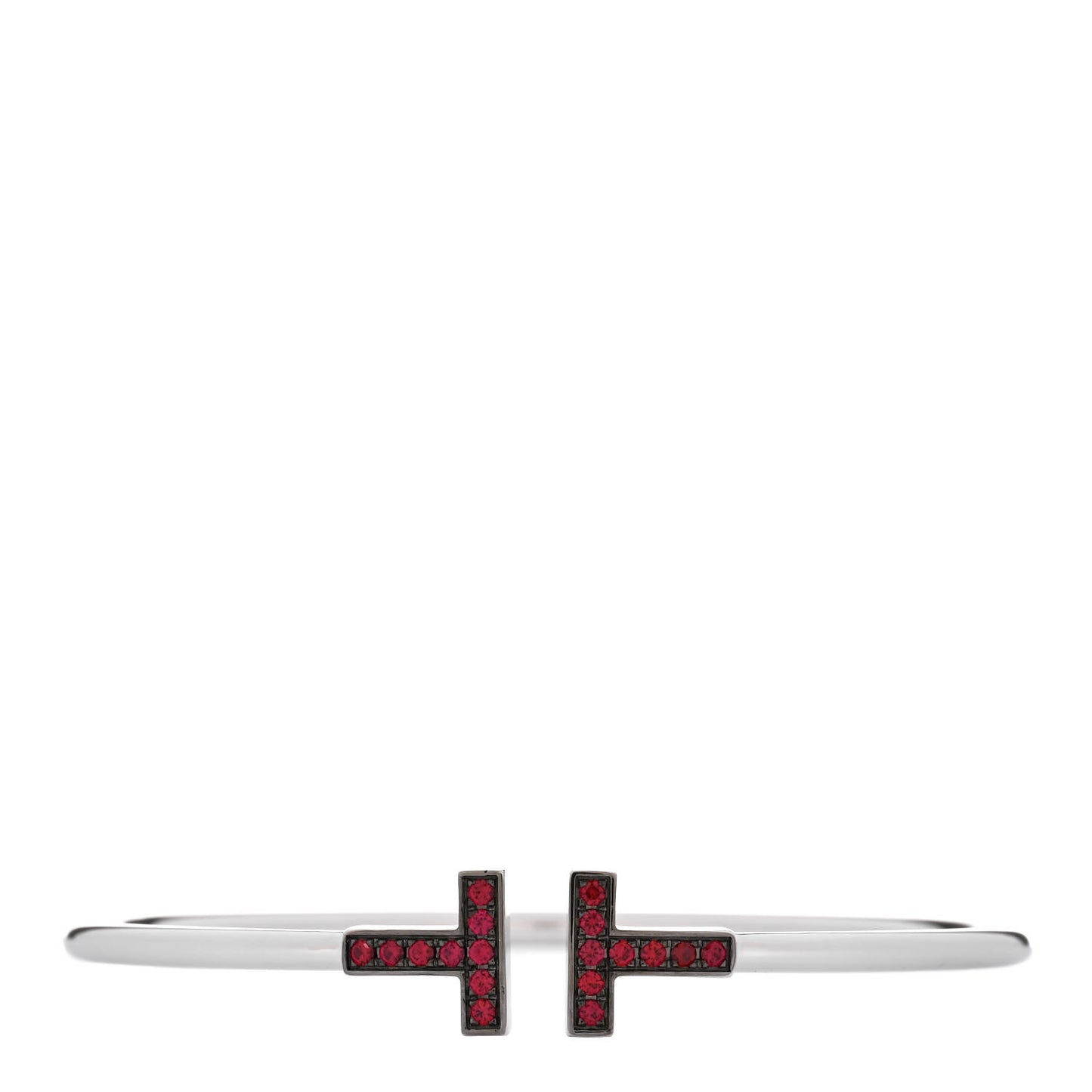 18K White Gold Ruby T Wire Bracelet