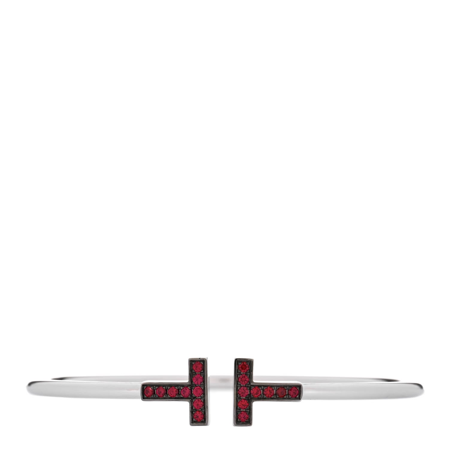 Tiffany 18K White Gold Ruby T Wire Bracelet 1 of 4