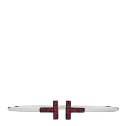 Tiffany 18K White Gold Ruby T Wire Bracelet 1 of 4