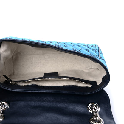 Gucci Monogram Multicolor Matelasse Diagonal Small GG Marmont Shoulder Bag Light Blue 4 of 9