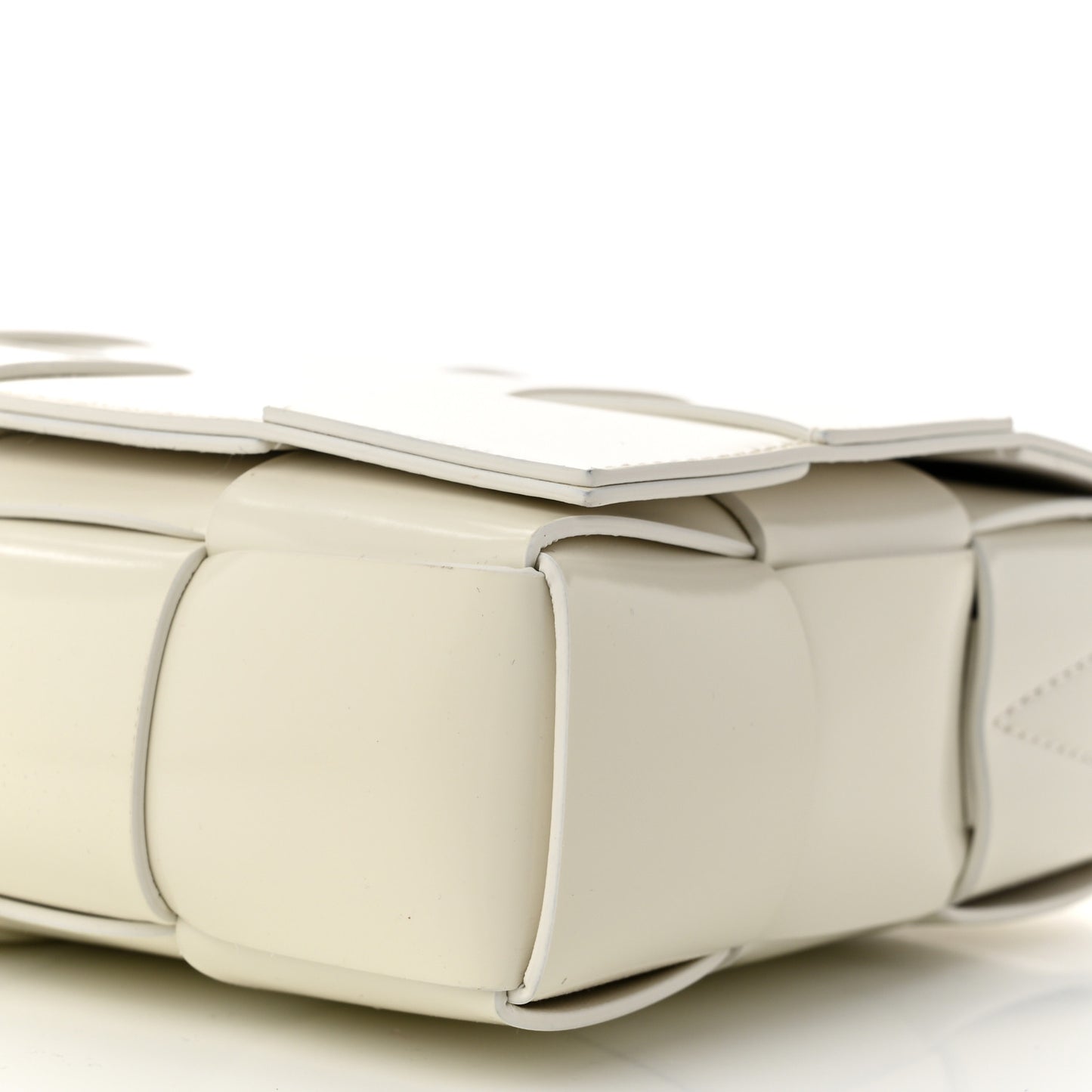 Patent Maxi Intrecciato Cassette Crossbody Bag White