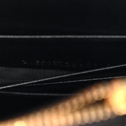 Saint Laurent Calfskin Crocodile Embossed Monogram Sunset Top Handle Chain Wallet Black 7 of 11