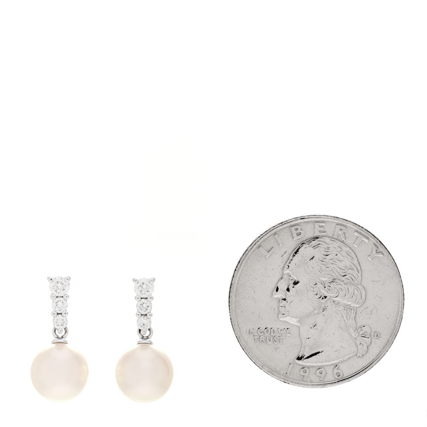 18K White Gold Diamond Akoya Pearl 8mm Morning Dew Earrings