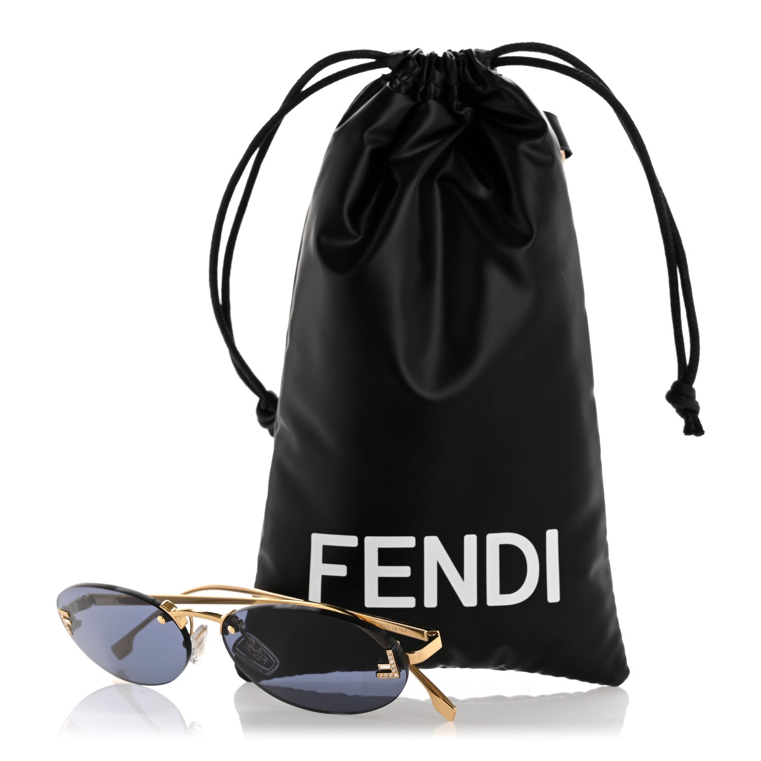 Fendi Metal Crystal Fendi First Fashion Show Oval Sunglasses FE4075US Gold Blue 7 of 7