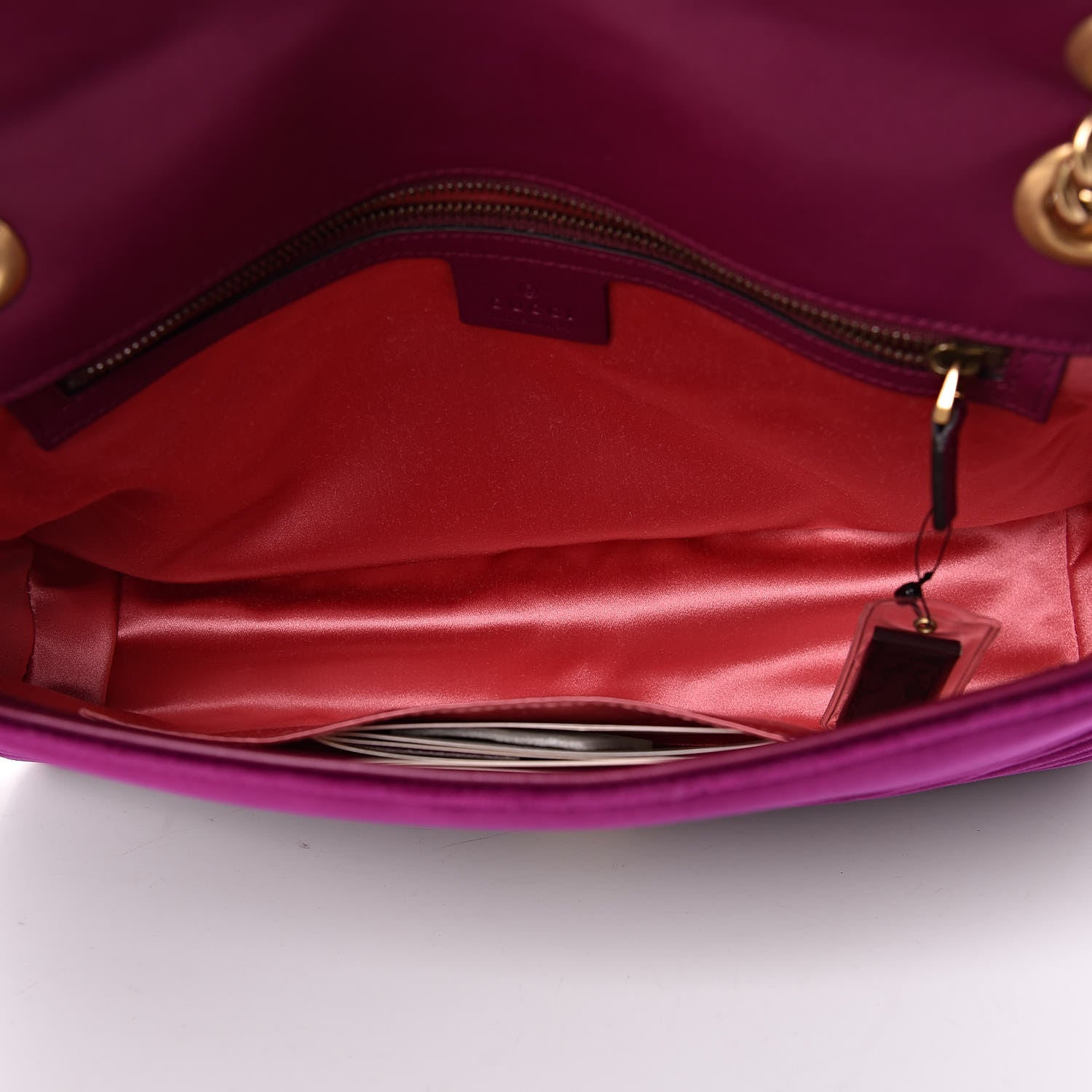 Gucci Velvet Matelasse Medium GG Marmont Shoulder Bag Fuchsia Violet Cyclamen 5 of 10
