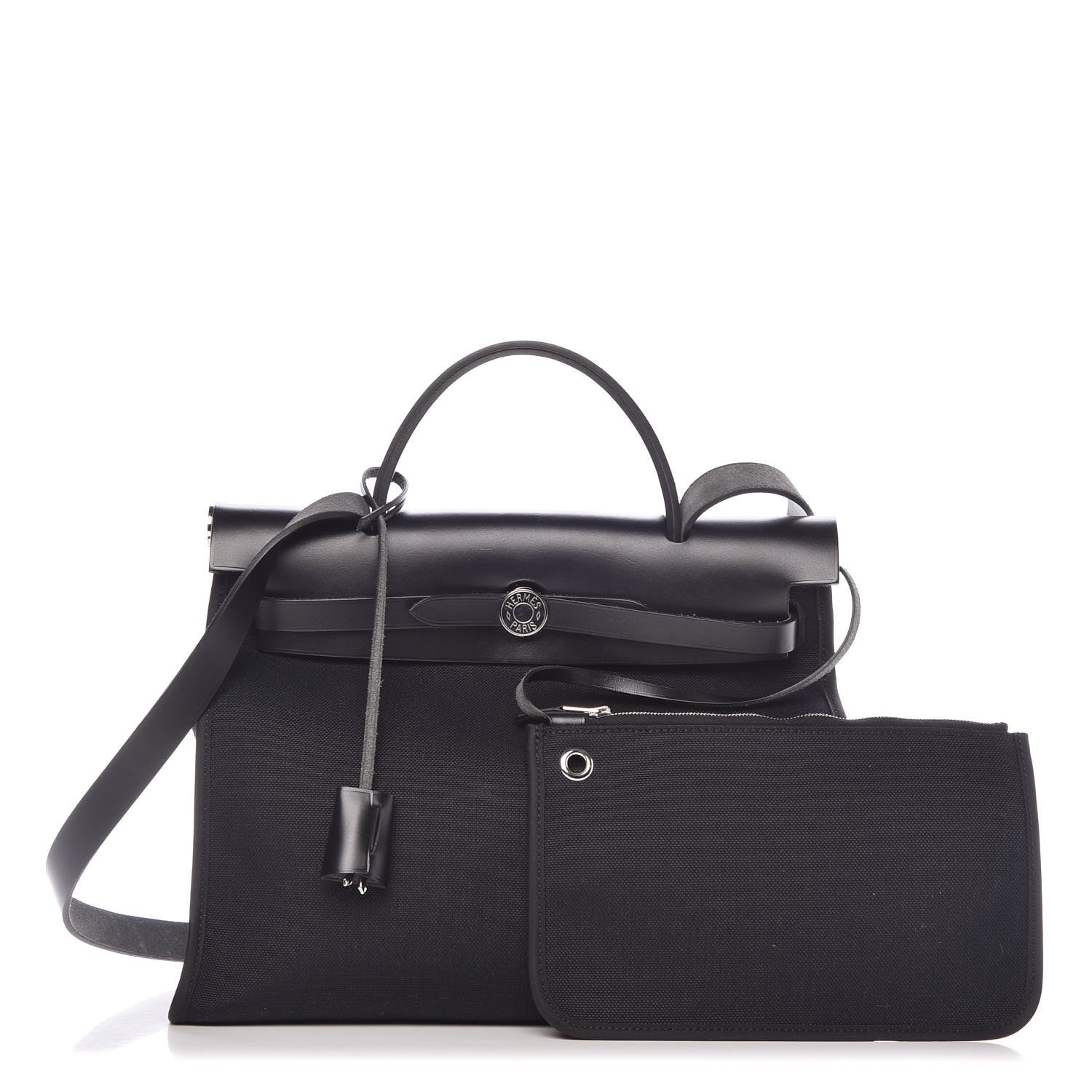 Hermes Military Toile Vache Hunter Herbag Zip PM 31 Black 3 of 11