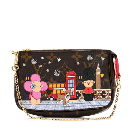 Louis Vuitton Monogram 2021 Christmas Animation London Mini Pochette Accessories Red 1 of 8