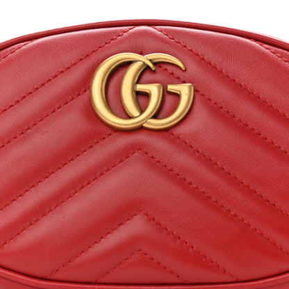 Gucci Calfskin Matelasse GG Marmont Belt Bag 85 34 Hibiscus Red 9 of 11