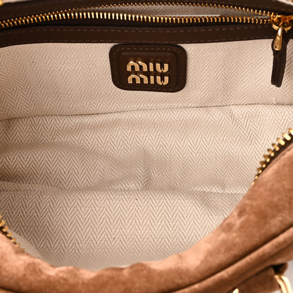 Miu Miu Suede Padded Regular Arcadie Top Handle Bag Cacao 5 of 9