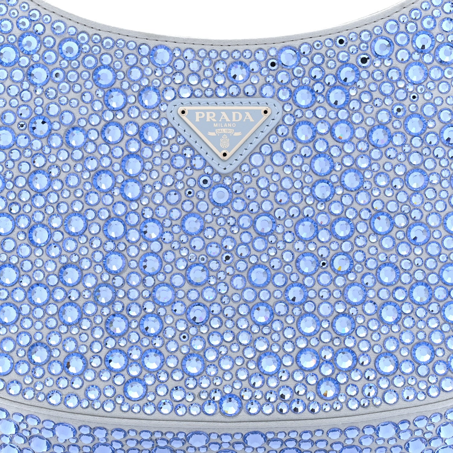 Prada Satin Crystal Cleo Adjustable Strap Shoulder Bag Celeste 7 of 9