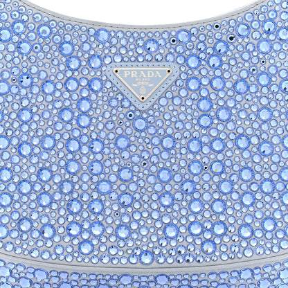 Prada Satin Crystal Cleo Adjustable Strap Shoulder Bag Celeste 7 of 9