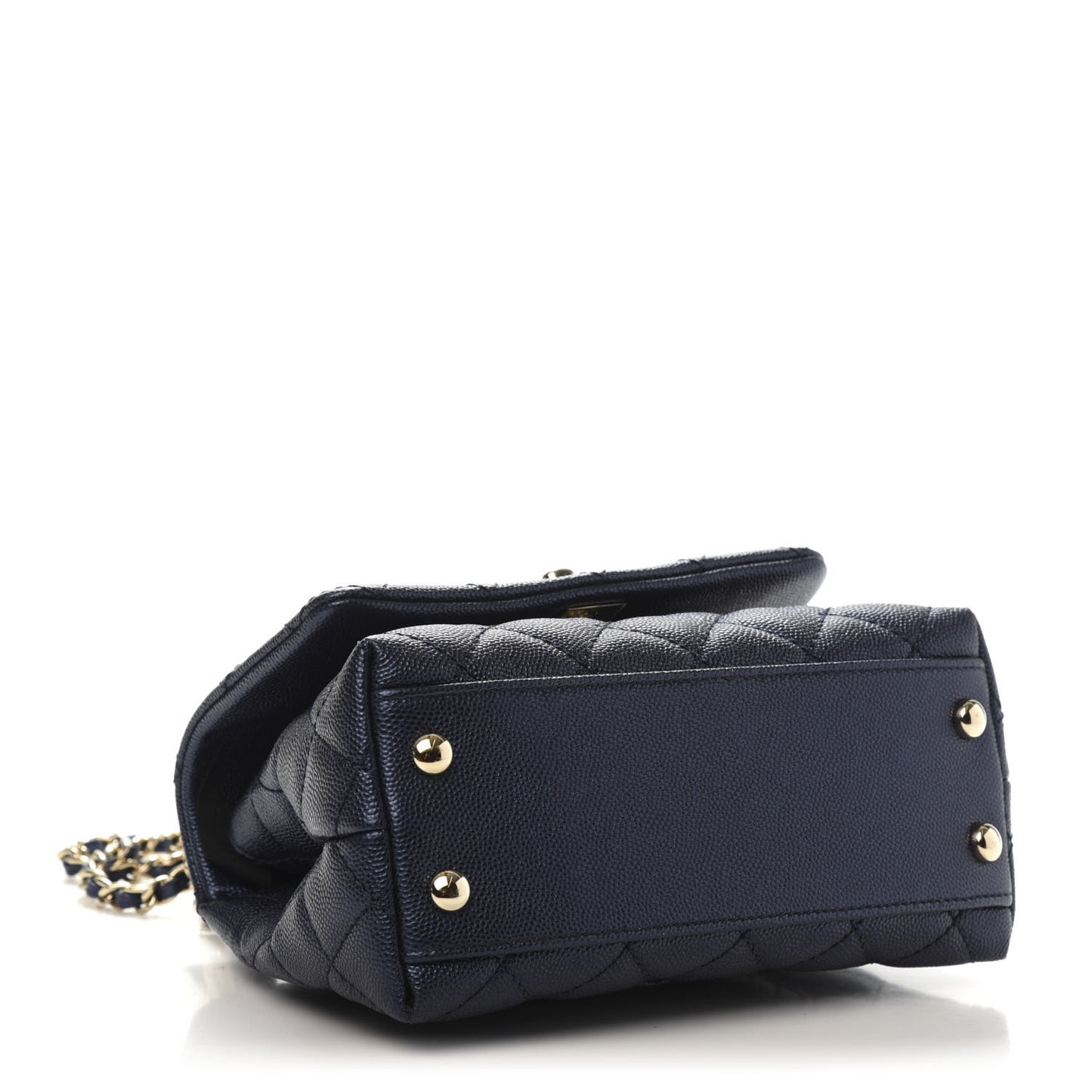Metallic Caviar Quilted Extra Mini Coco Handle Flap Dark Blue