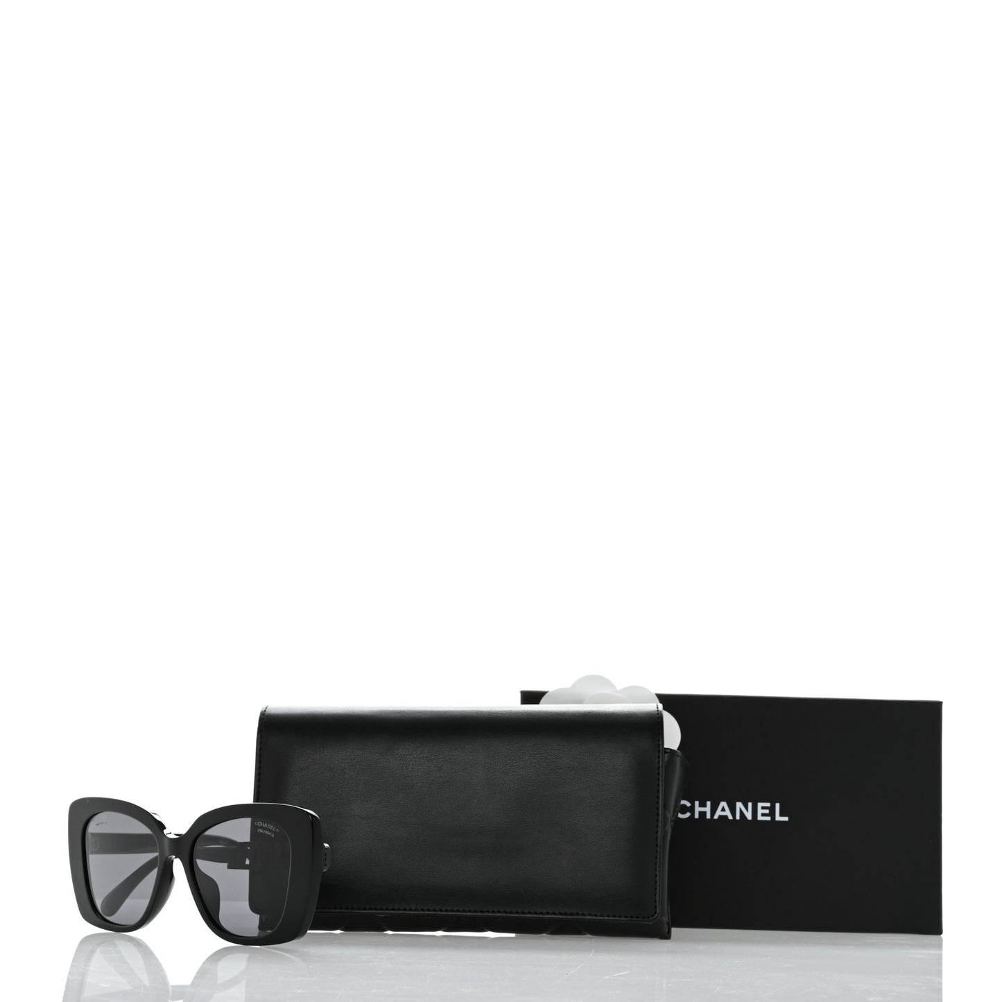 Acetate Strass Polarized Square Sunglasses 5422-B Black