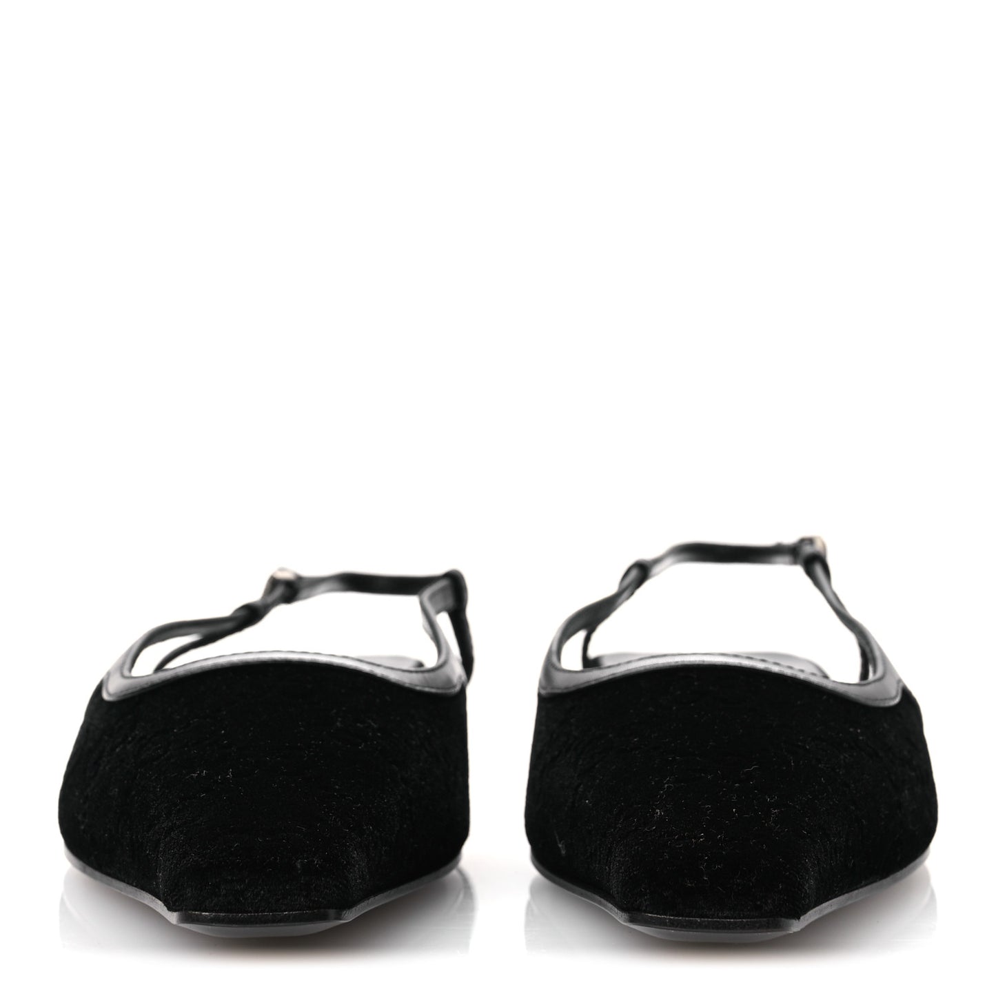 Velvet GG Monogram Slingback Ballet Flats 37.5 Black