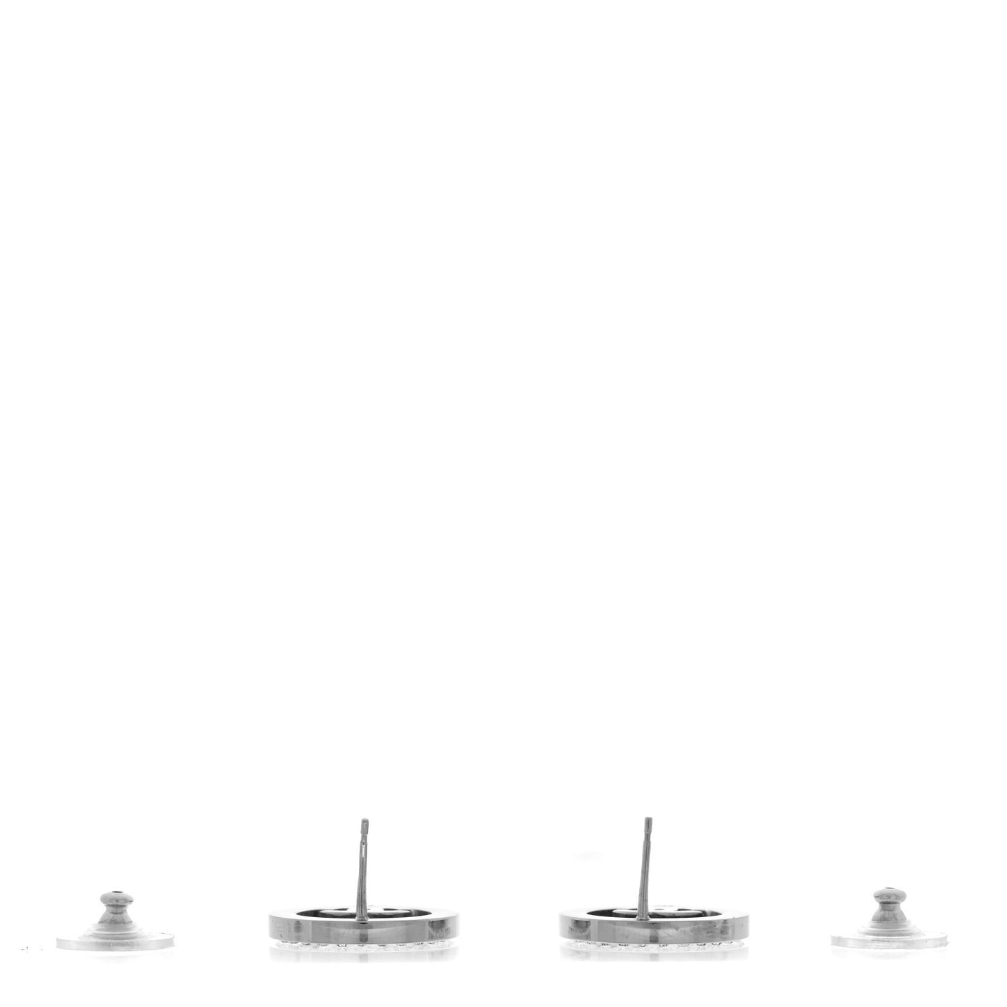 Crystal CC Round Earrings Silver