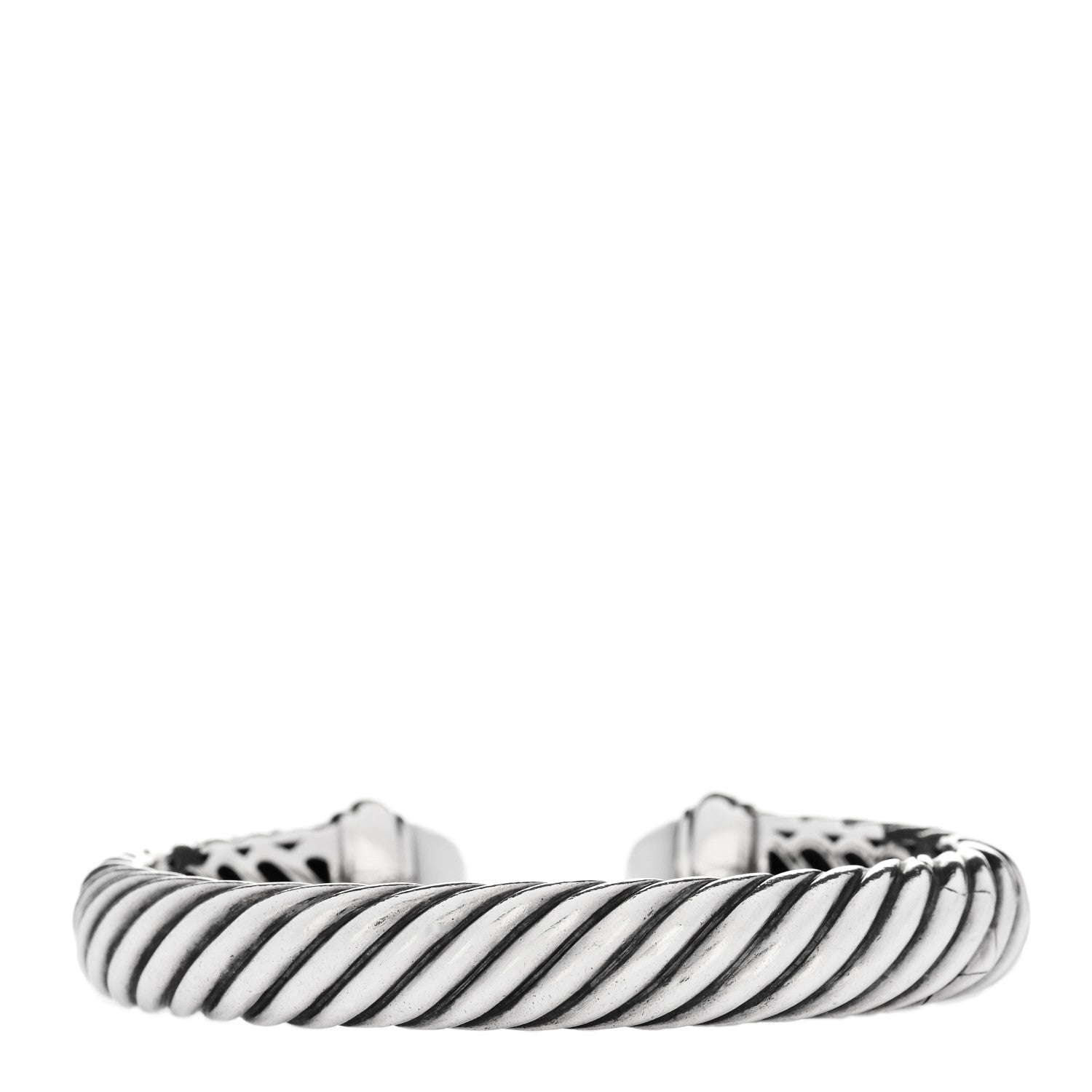 David Yurman Sterling Silver White Agate 10mm Sculpted Cable Bracelet 2 of 3