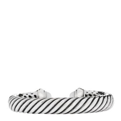 David Yurman Sterling Silver White Agate 10mm Sculpted Cable Bracelet 2 of 3