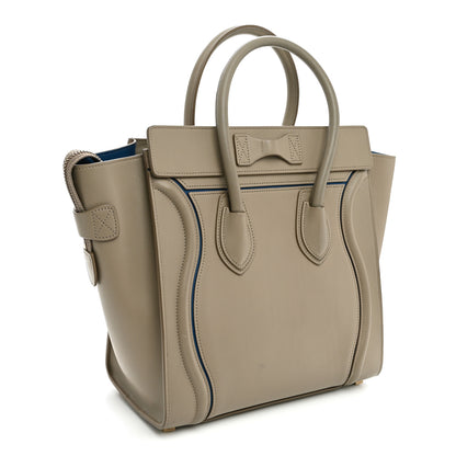 Celine Smooth Calfskin Interstice Micro Luggage Beige Blue 2 of 8