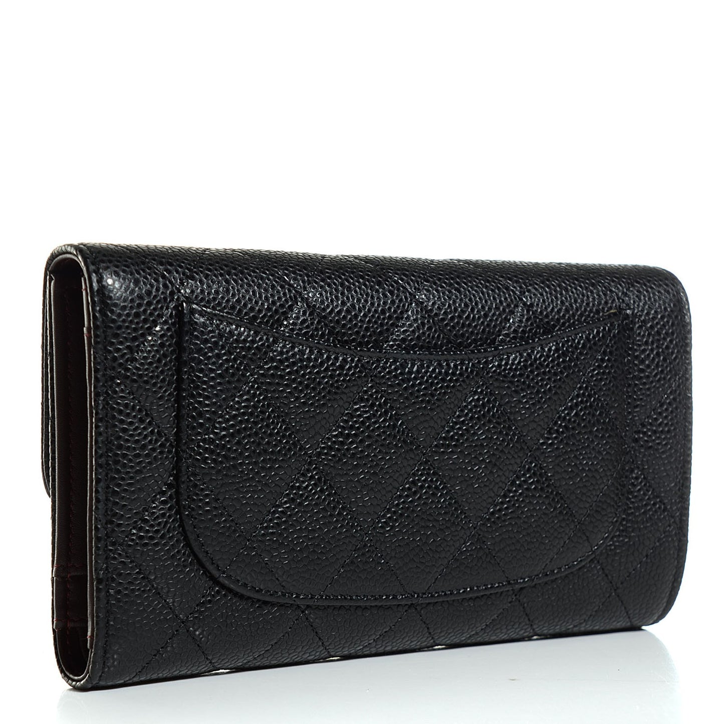 Caviar Quilted Large Flap Wallet Black