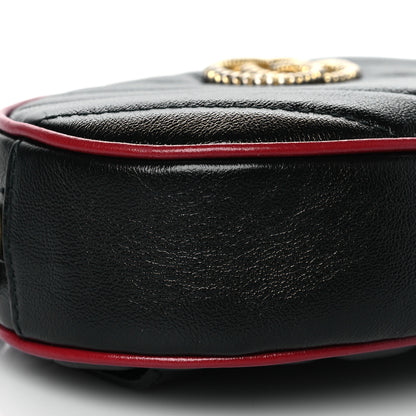 Gucci Azalea Calfskin Matelasse Diagonal Torchon GG Marmont Belt Bag 85 34 Black Romantic Cerise 9 of 10