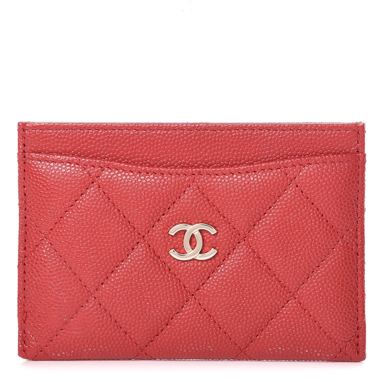 Caviar Quilted Card Holder Red